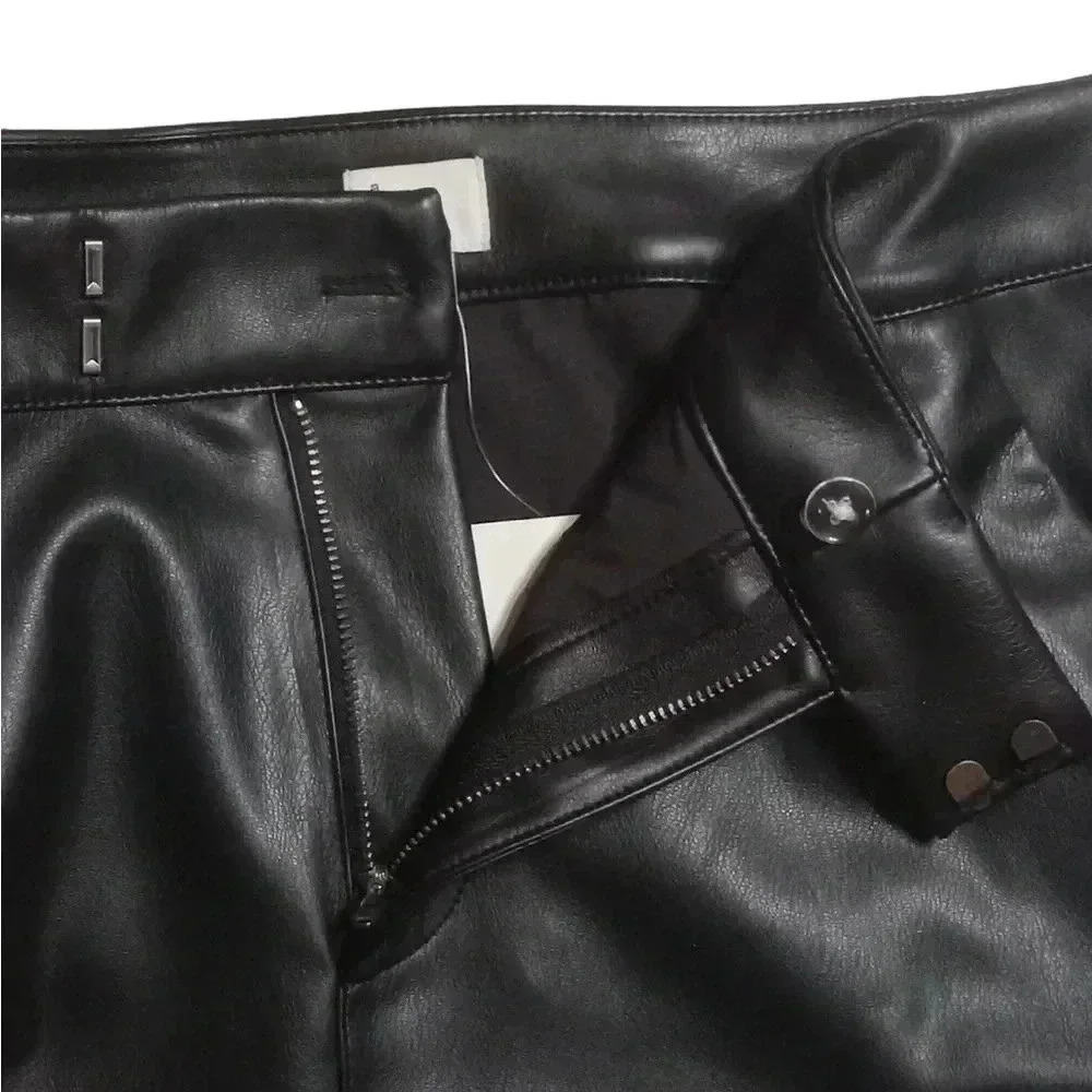 A New Day Faux Leather Mini Skirt Black Dark Romantic Academia Size M NWT - Picture 3 of 7